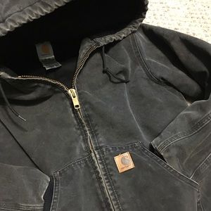Small / Black / hooded Carhartt zip jacket